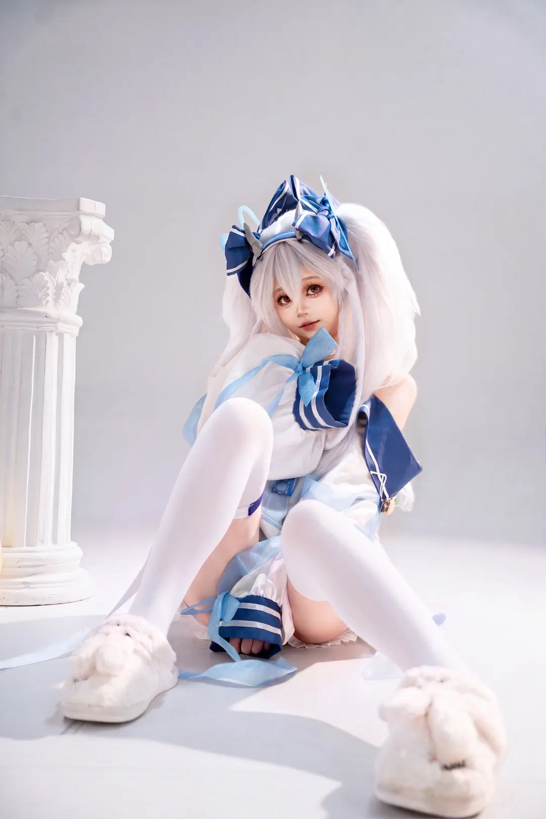 二次元少女, 碧蓝航线, 拉菲cos, 双马尾, 白丝袜