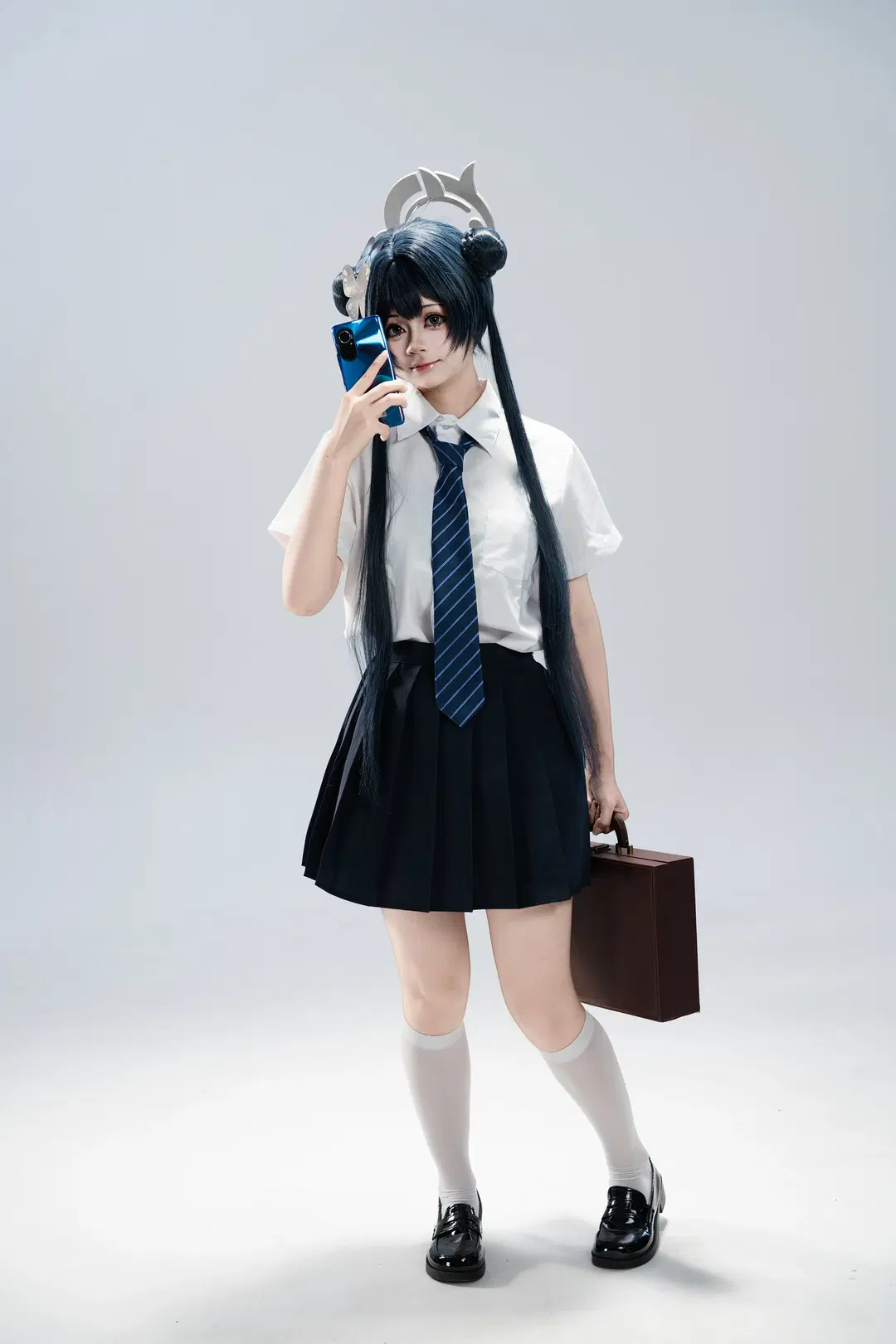 蔚蓝档案, 妃咲cos, JK制服, 白丝, 对镜自拍