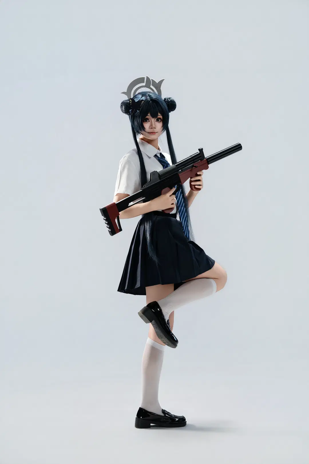 蔚蓝档案, 妃咲cos, 白丝, 制服, 枪械少女