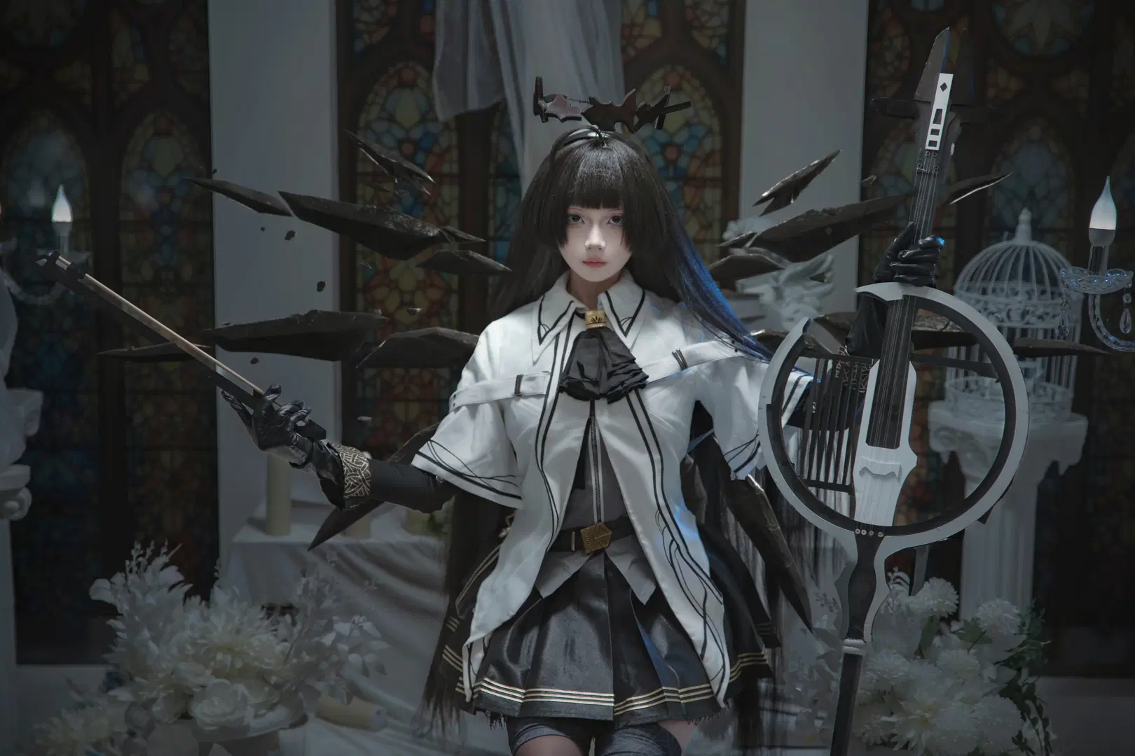 【アルトリア コスプレ】アークナイツ ヴィルトゥオーサ 白黒ゴシック風が響く聖堂の残響 - Ella大可爱 - 2枚目