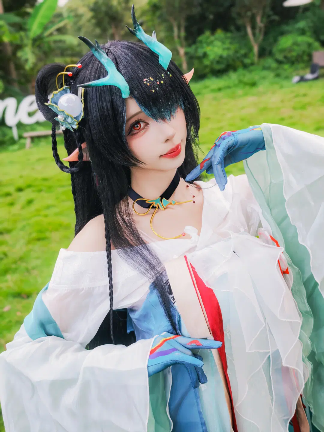 [Dusk cosplay] Forest Foliage as the Canvas, Jasper Ink Staining Flowing Sleeves by 阳春白悦 - Image 3