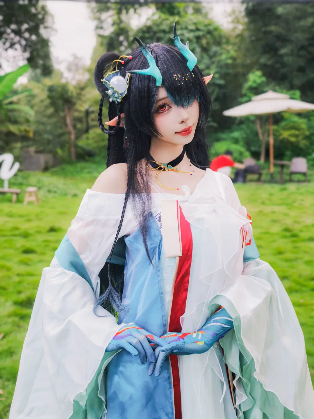 [Dusk cosplay] Forest Foliage as the Canvas, Jasper Ink Staining Flowing Sleeves by 阳春白悦 - Image 4