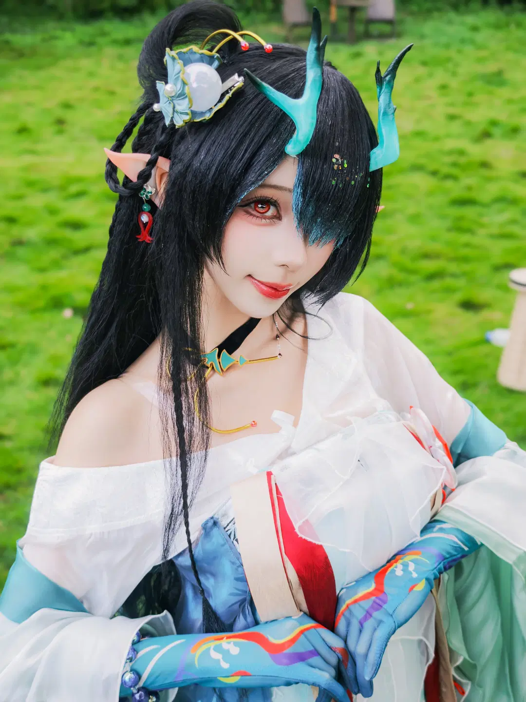 [Dusk cosplay] Forest Foliage as the Canvas, Jasper Ink Staining Flowing Sleeves by 阳春白悦 - Image 5