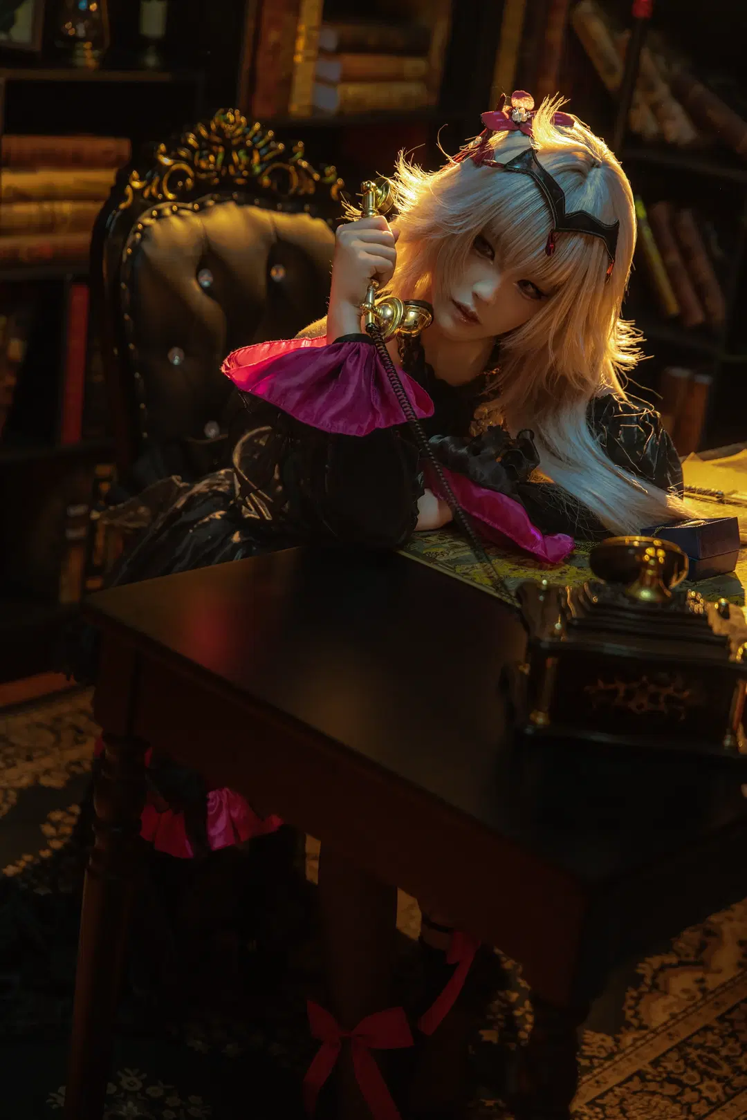 Gothic style, Fate/Grand Order, Jeanne d'Arc (Alter) cosplay, Retro scene, Stockings