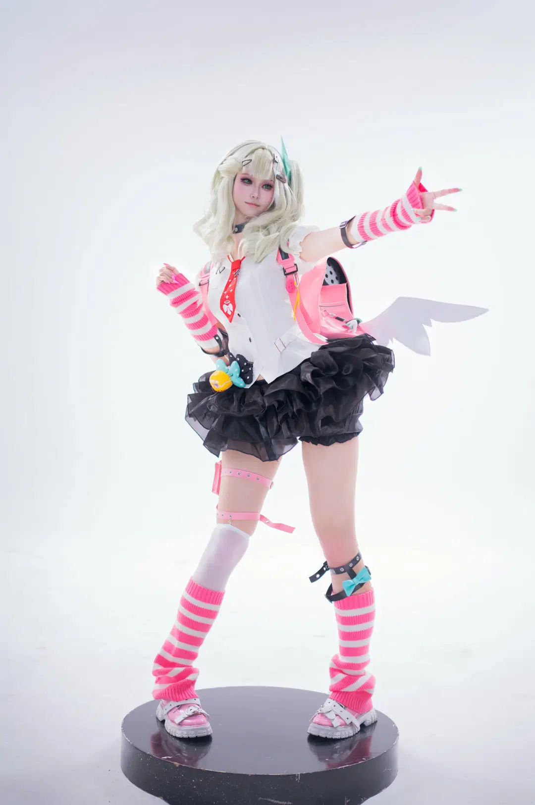 二次元cos, 千夏cos, cosplay正片, 棚拍场照, 条纹堆堆袜