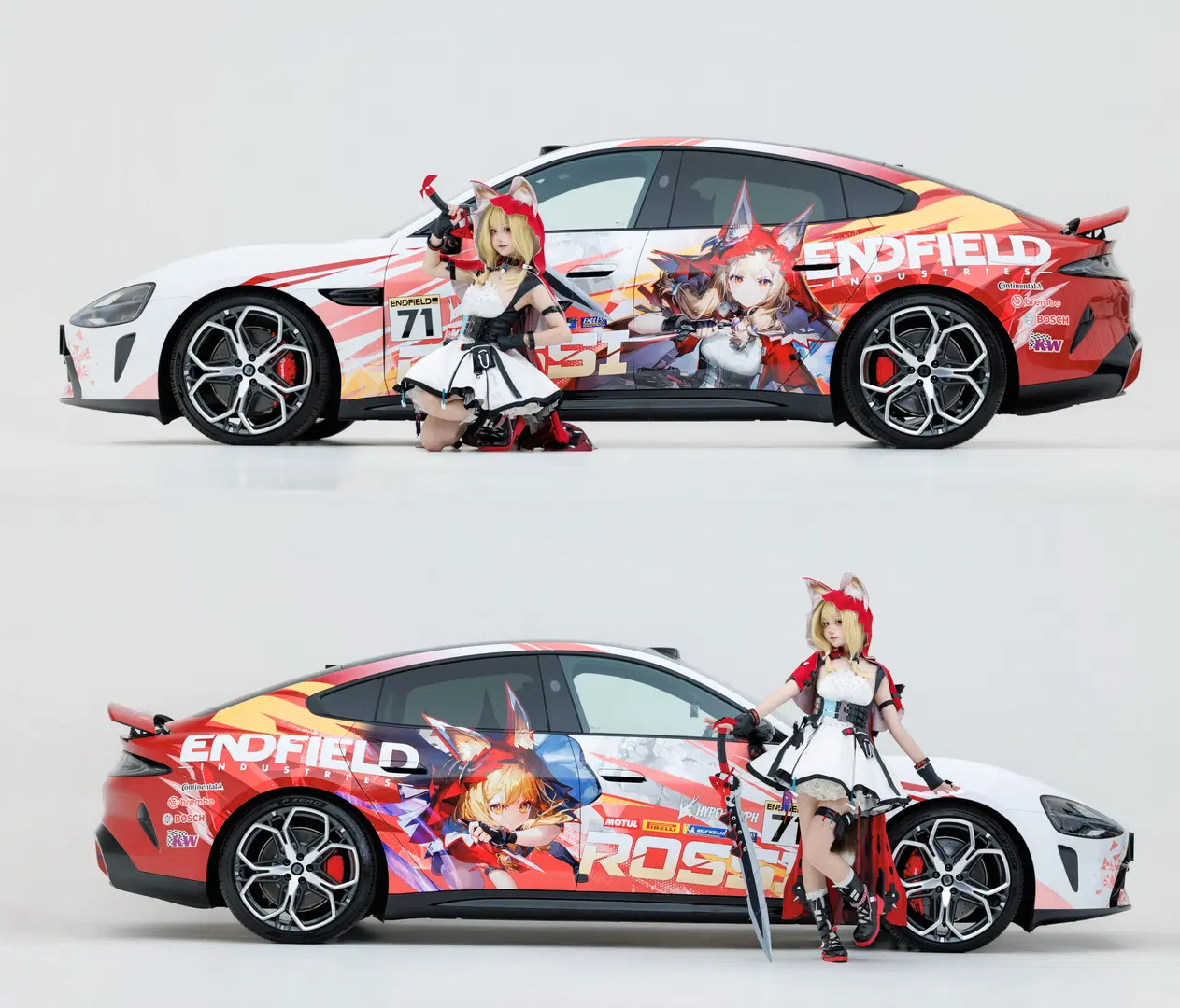 [Rossi cosplay] Arknights: Endfield Little Red Riding Hood with Xiaomi SU7 Itasha by 不想上班的小王 - Image 2