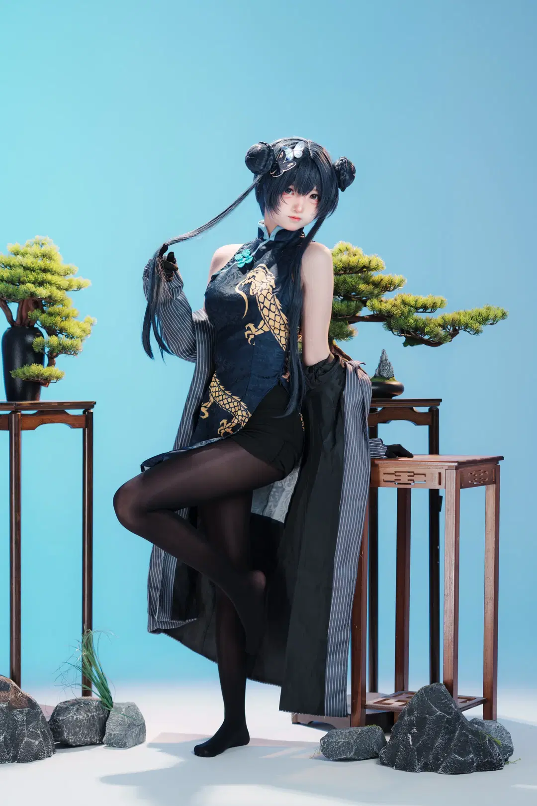 コスプレ, キサキ コスプレ, 上海撮影予約, 黒ストッキング, 中華風チャイナドレス