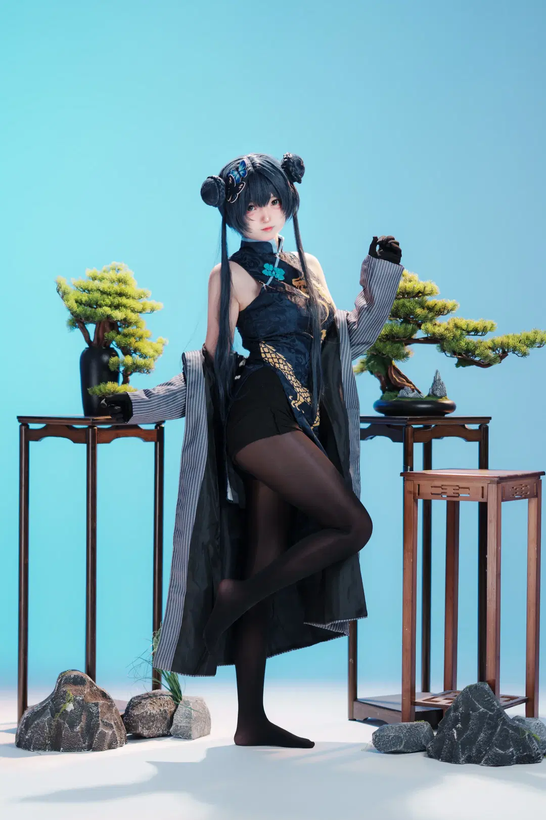 【キサキ コスプレ】黒ストッキングのチャイナドレスと新中華様式の調和 - 乌龙茶茶 - 3枚目