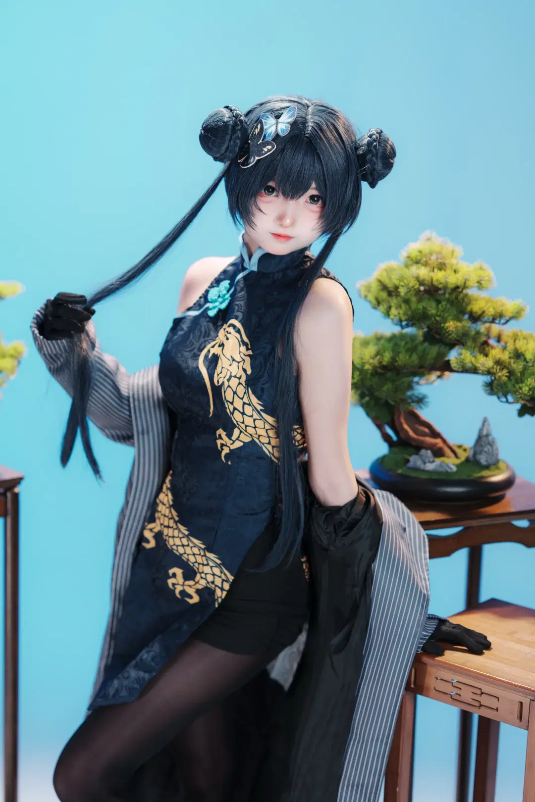 【キサキ コスプレ】黒ストッキングのチャイナドレスと新中華様式の調和 - 乌龙茶茶 - 4枚目