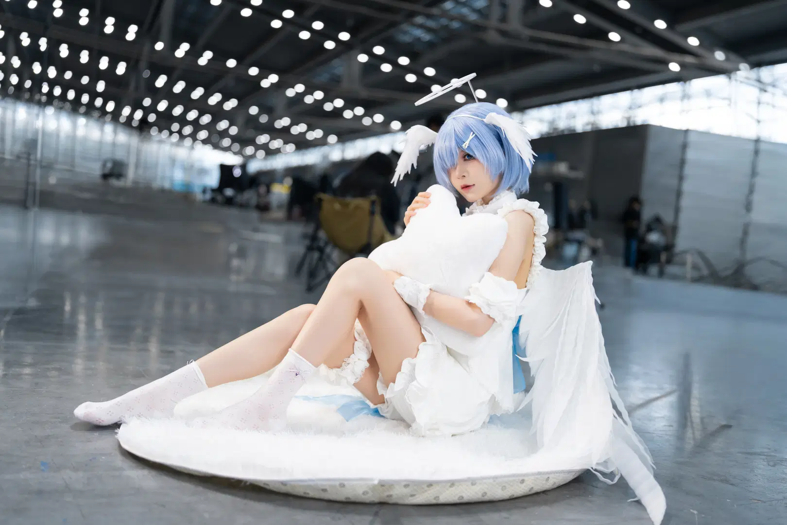 cosplay, 漫展场照, 蕾姆cos, 白丝, 天使蕾姆