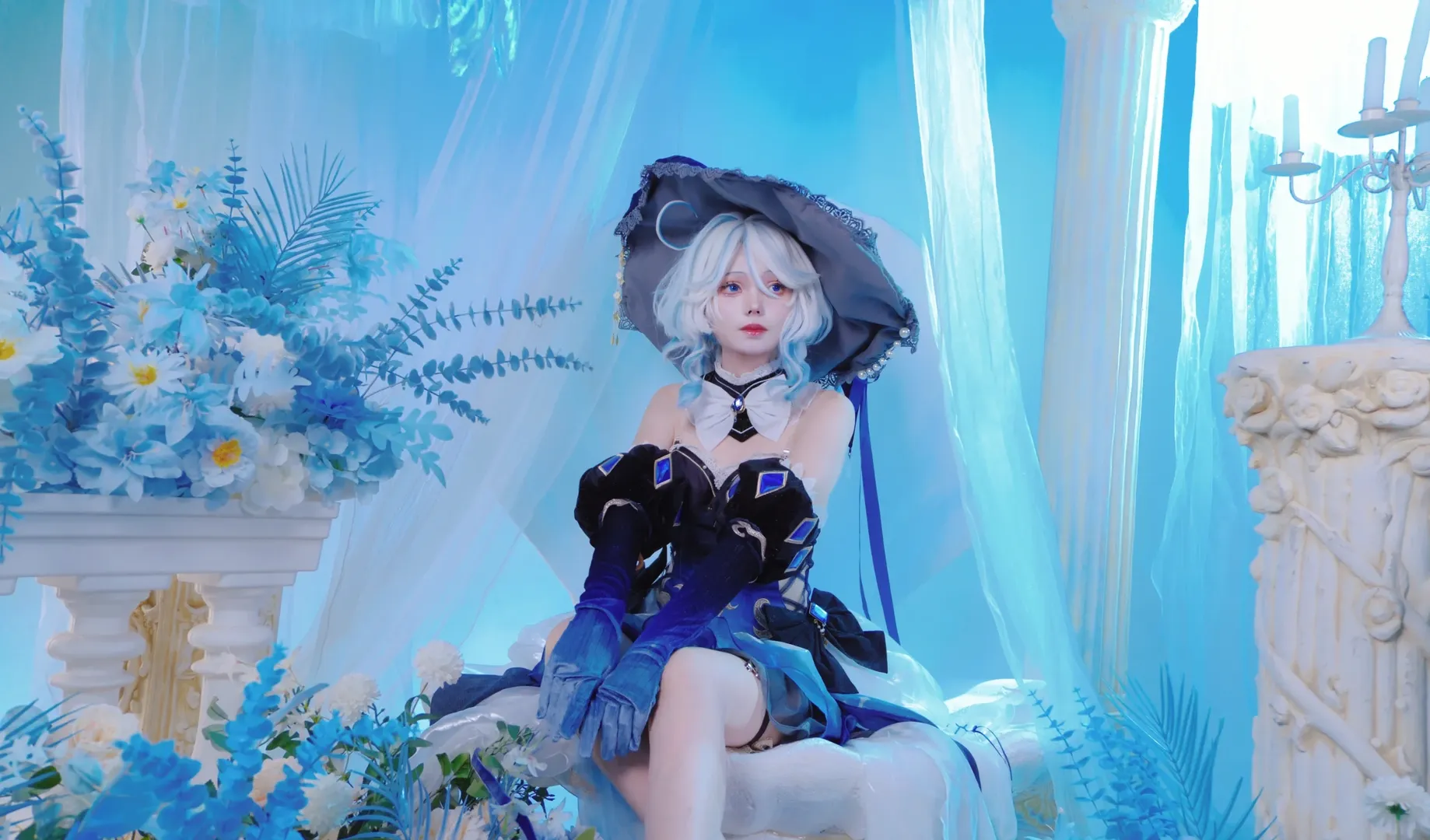 cosplay, 二次元摄影, 芙宁娜cos, 丝袜cos, 蓝色系服饰 - 第2张