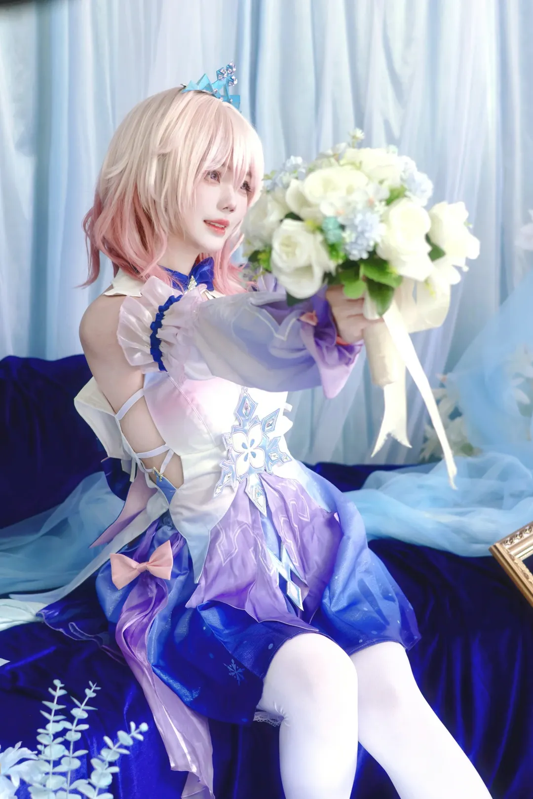 cosplay, 崩壞星穹鐵道, 三月七cos, 漫展場照, 白色絲襪