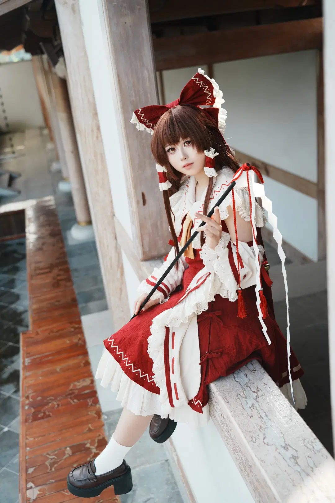 二次元攝影, 博麗靈夢cos, 東方project, 紅白巫女, 巫女服cos
