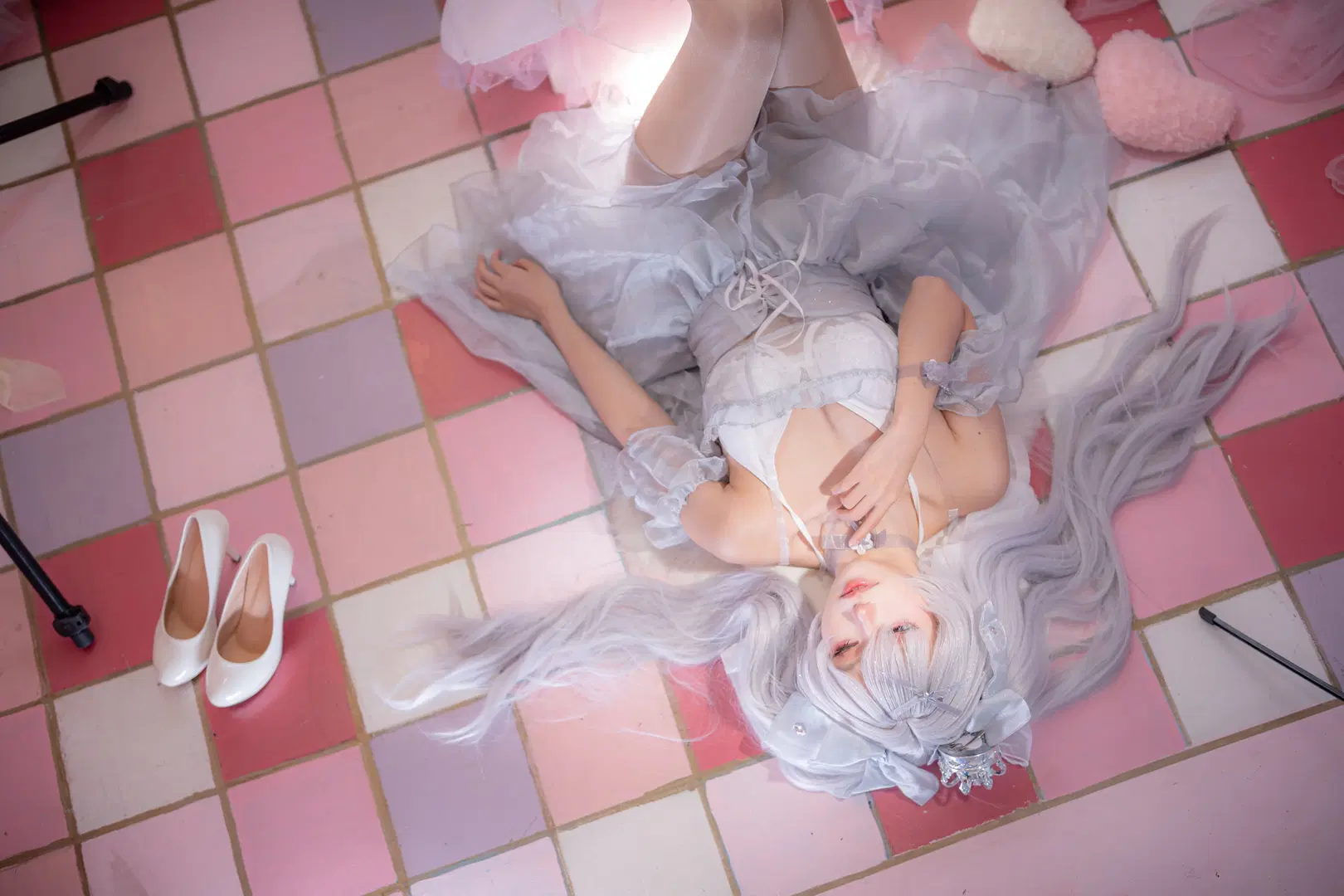 灰姑娘cos, 白丝, 胜利女神, cosplay摄影, 水晶公主