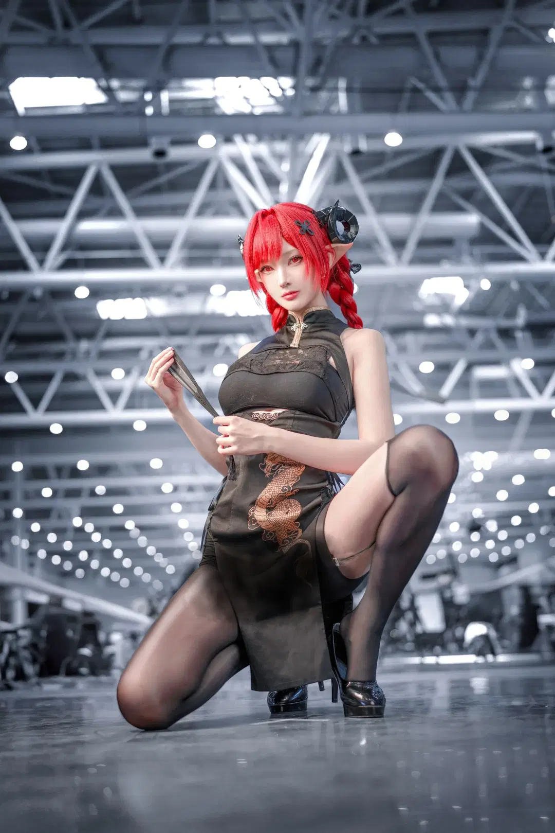 cosplay, 碧蓝航线, 旗袍, 黑丝, 兴登堡cos