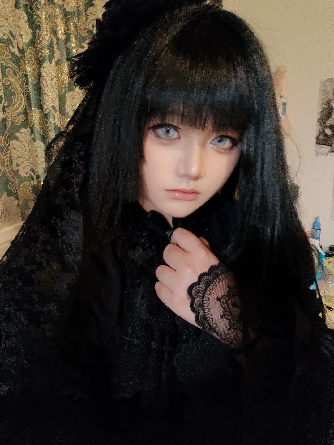 Gothic Lolita Dark Style Outfit: Which of These Two Contact Lens Colors Matches Better? by 暮山紫薯 - Image 2