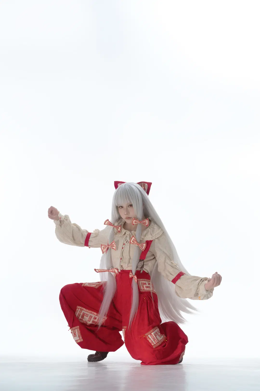 【藤原妹紅コスプレ】東方永夜抄 竹林の業火、素顔は気だるげな「不良少女」 - 暮山紫薯 - 4枚目