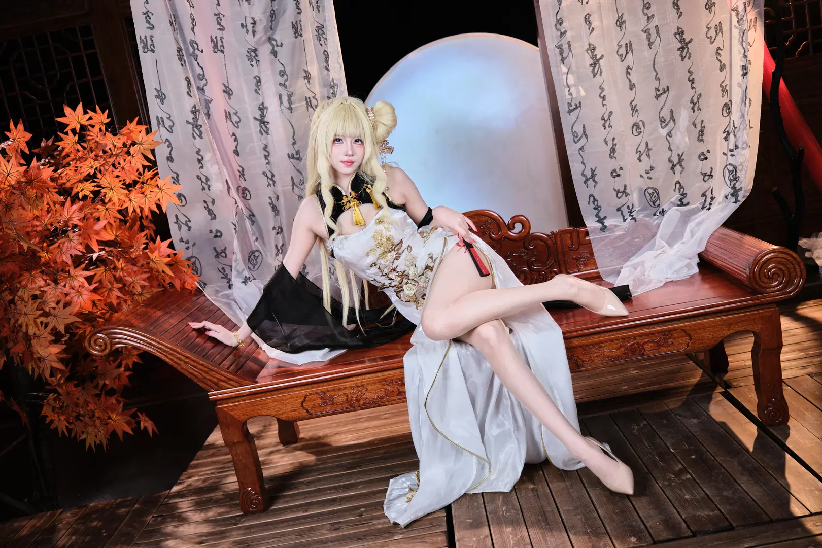 【皇冠cos】黑金刺绣白裙与红枫的国风碰撞 - GOODLUCK好兆头 - 第7张