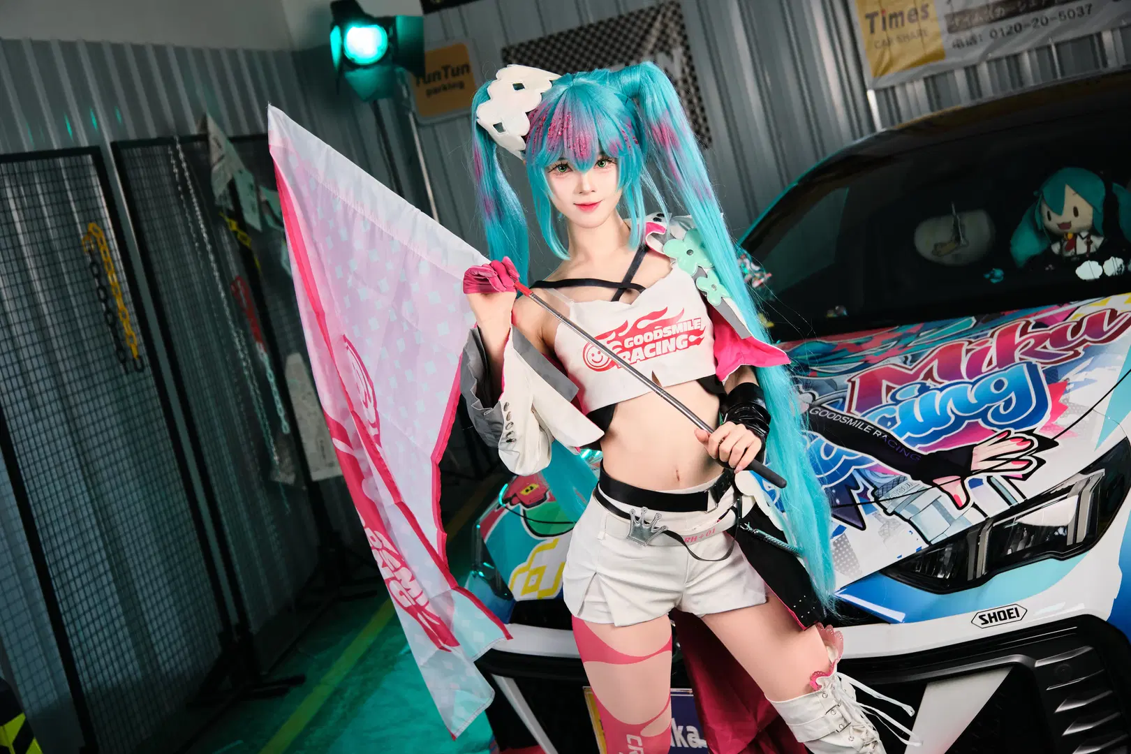 初音未来cos, 痛车, VOCALOID, 赛车初音, 丝袜