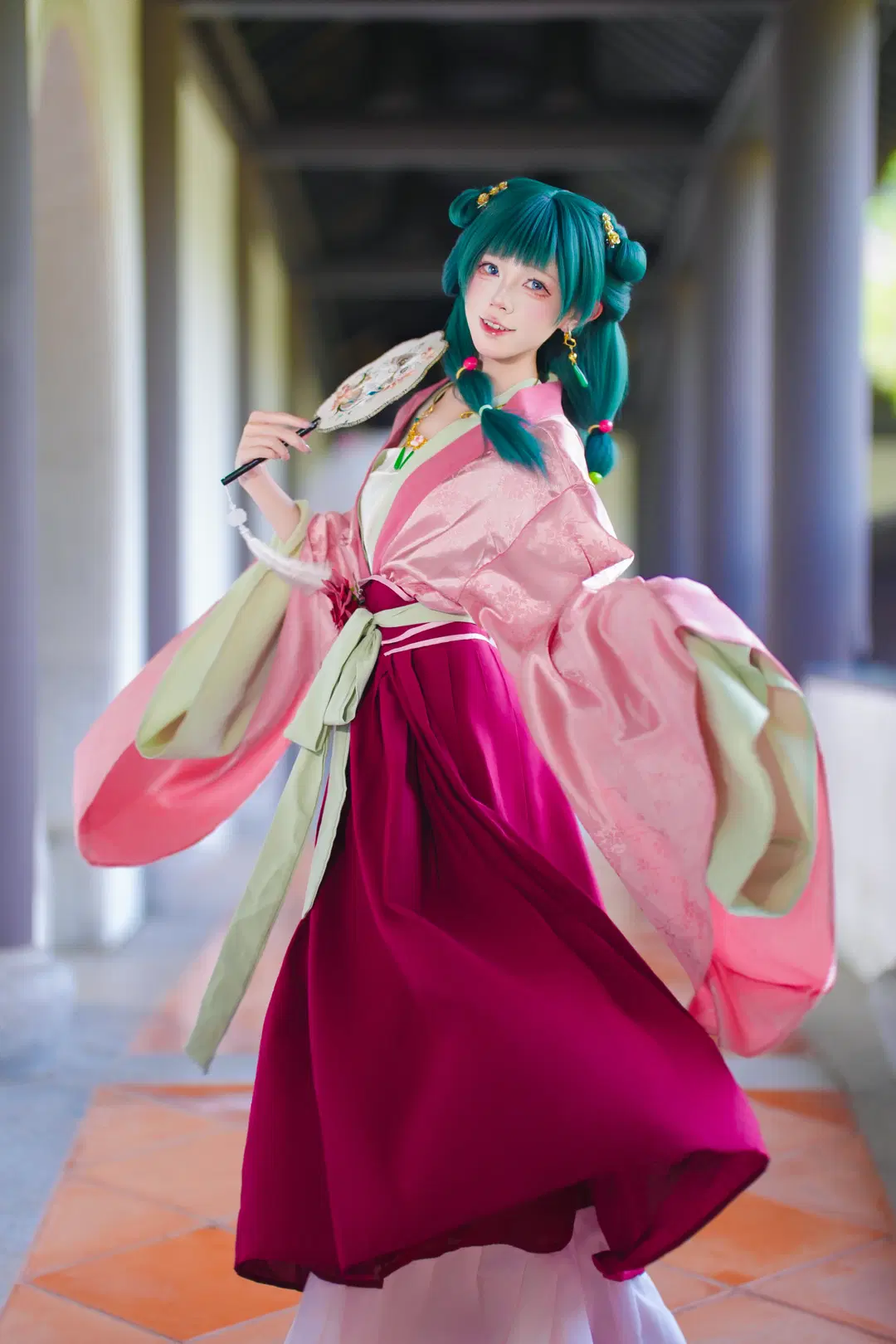 【貓貓cos】藥屋少女的綠髮小藥師，團扇與古風裙襬的碰撞 - Yui - 第3張