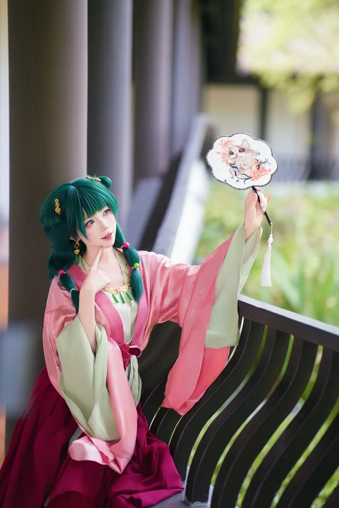 【貓貓cos】藥屋少女的綠髮小藥師，團扇與古風裙襬的碰撞 - Yui - 第4張