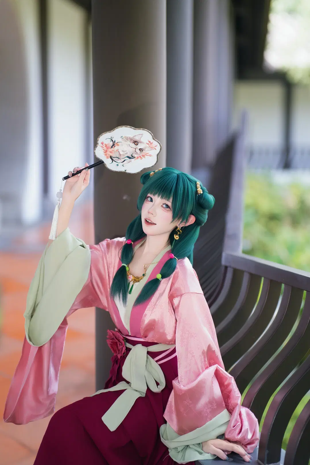 【貓貓cos】藥屋少女的綠髮小藥師，團扇與古風裙襬的碰撞 - Yui - 第5張