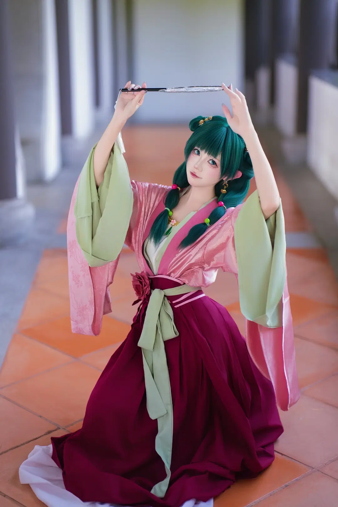 【貓貓cos】藥屋少女的綠髮小藥師，團扇與古風裙襬的碰撞 - Yui - 第6張