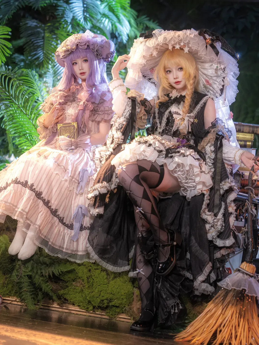 东方Project, 雾雨魔理沙cos, 帕秋莉cos, 洛丽塔洋装, 黑丝袜