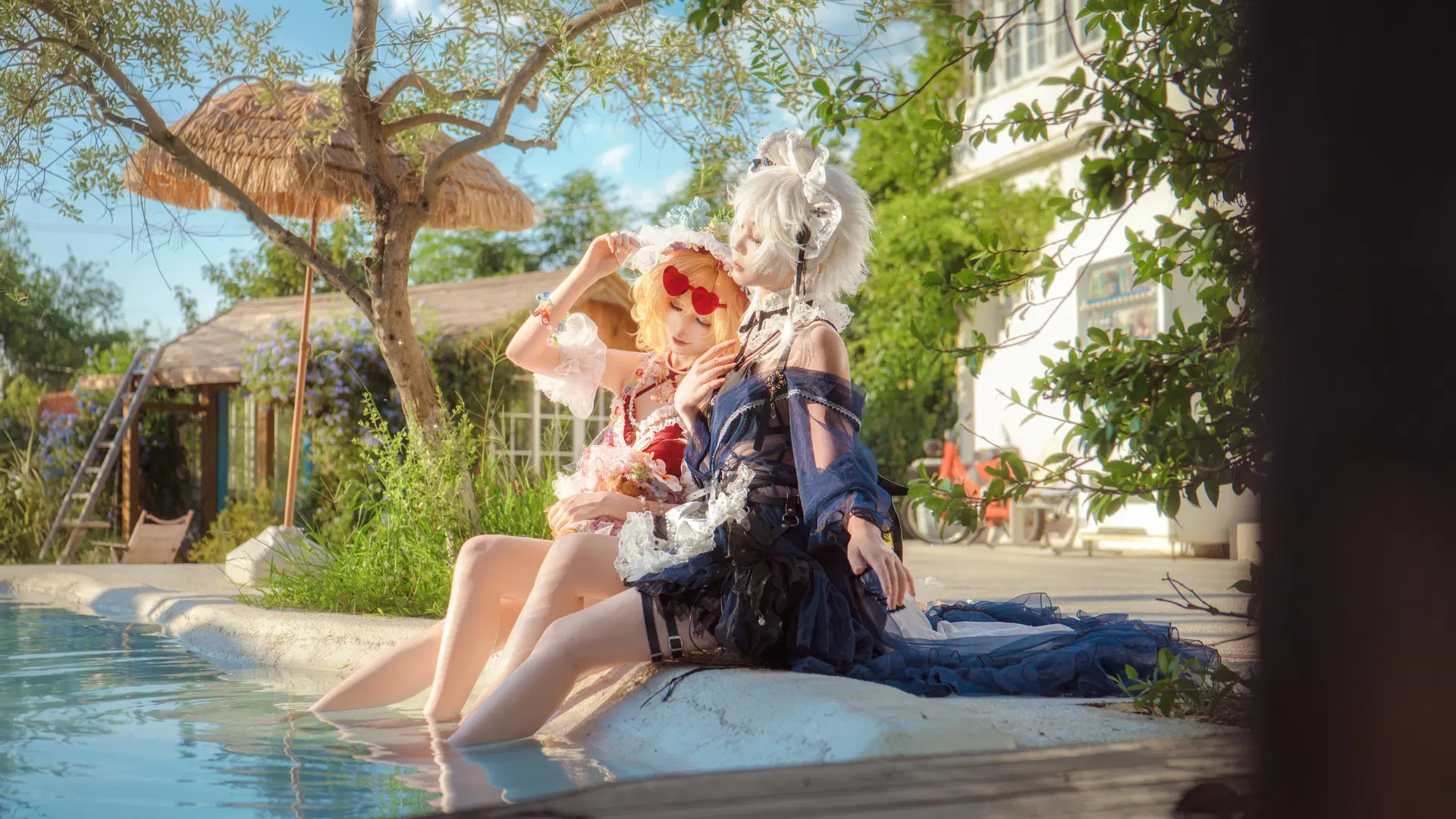 东方project, 泳池写真, 东方二设, 十六夜咲夜cos, 芙兰朵露cos