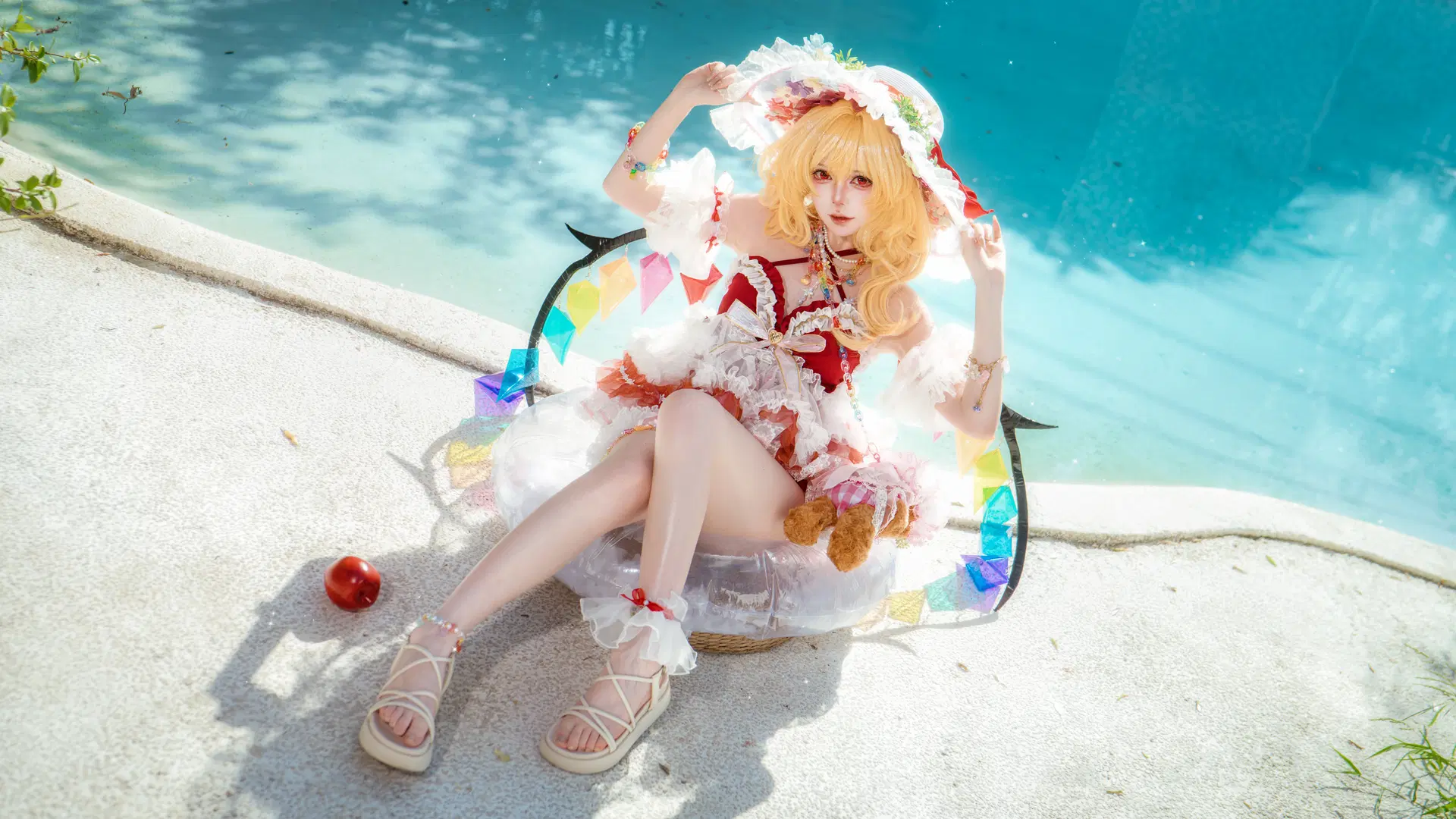 东方Project, 泳装cos, 东方二设, 芙兰朵露cos, 夏日泳池
