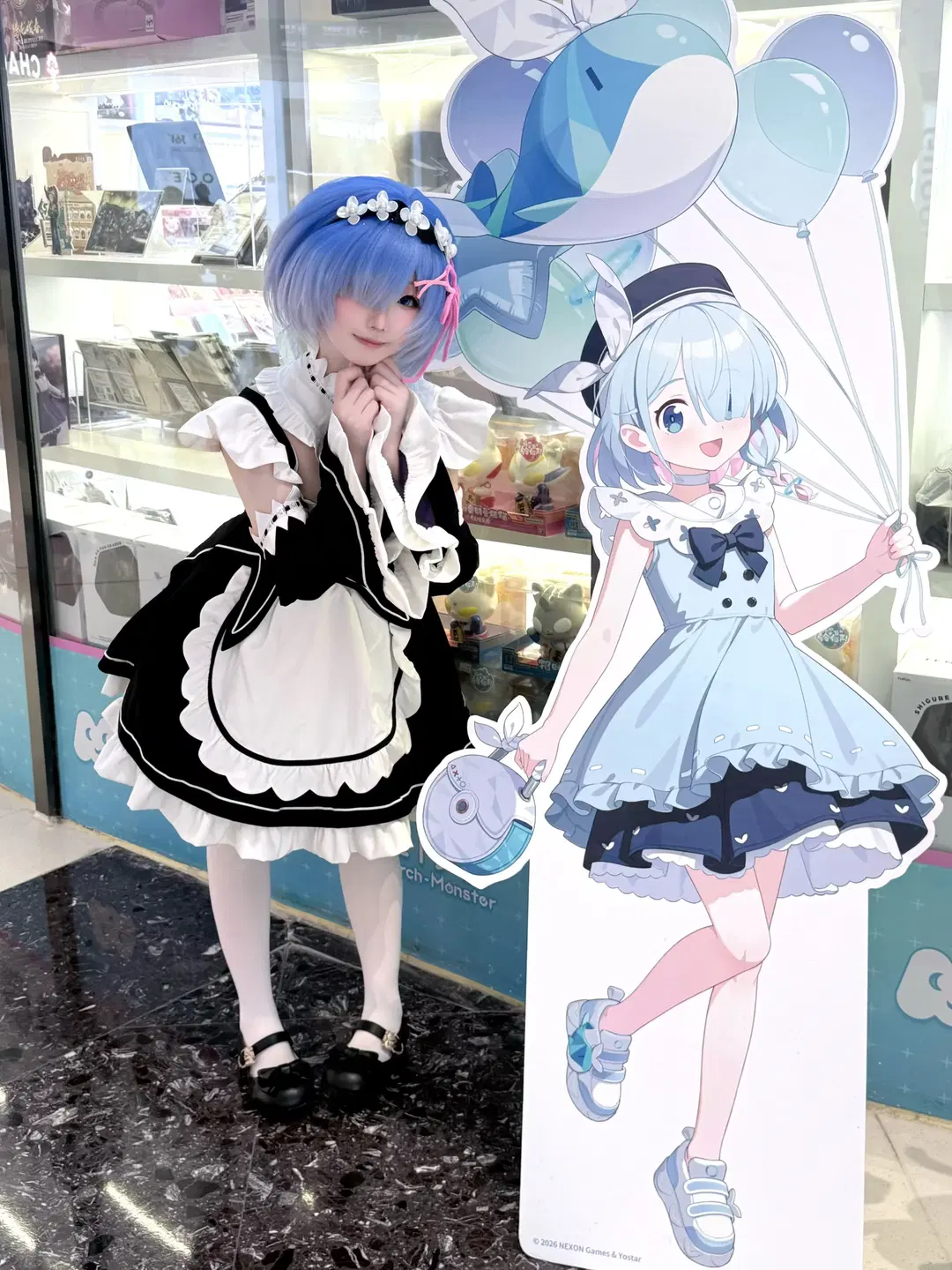二次元, メイド服, Re:ゼロから始める異世界生活, レム コスプレ, ストッキング