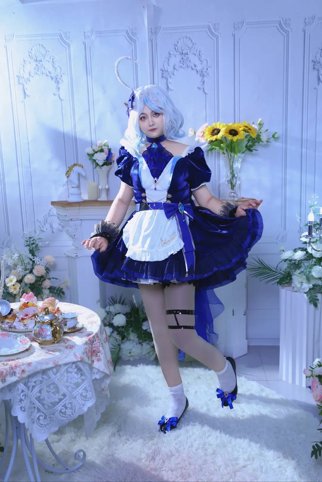 原神, cos正片, 芙宁娜cos, 白丝, 女仆装cos