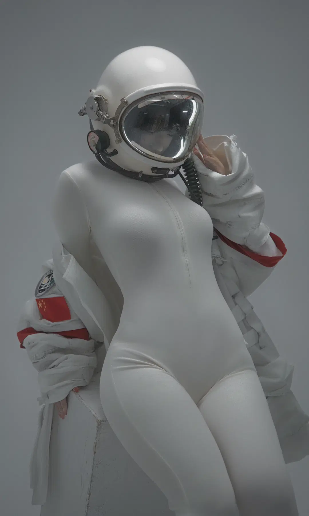 白棚拍摄, 紧身衣, 日系短发, 宇航服cos, 科幻写真