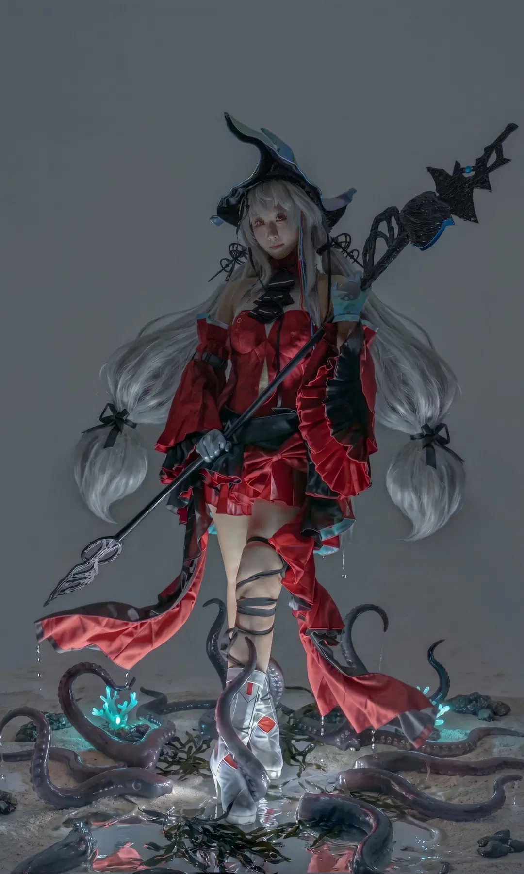 二次元cosplay, 明日方舟, 浊心斯卡蒂cos, cos道具制作, 深海cos