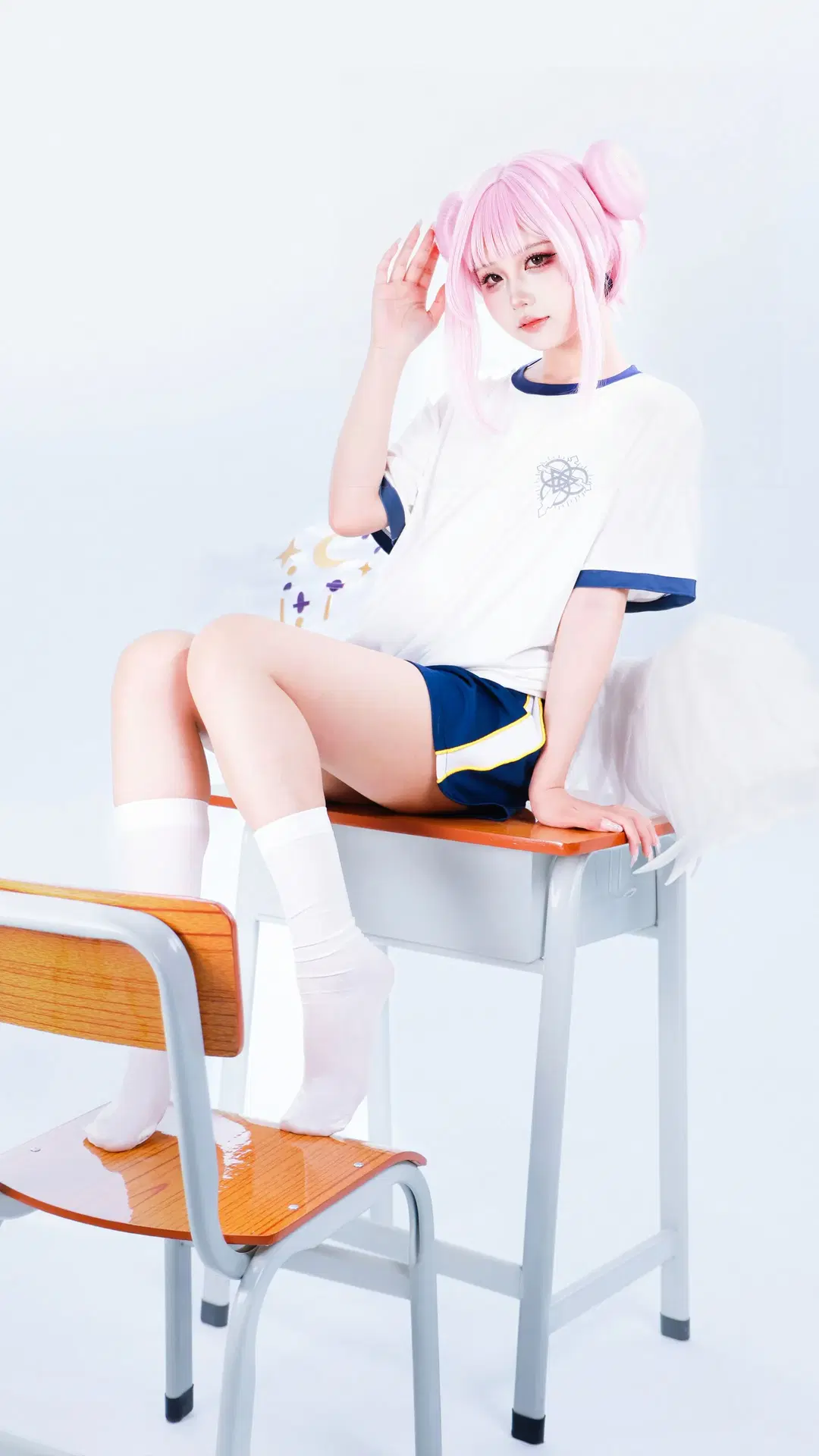 蔚藍檔案, 二次元cosplay, 聖園未花cos, 白絲, 體操服