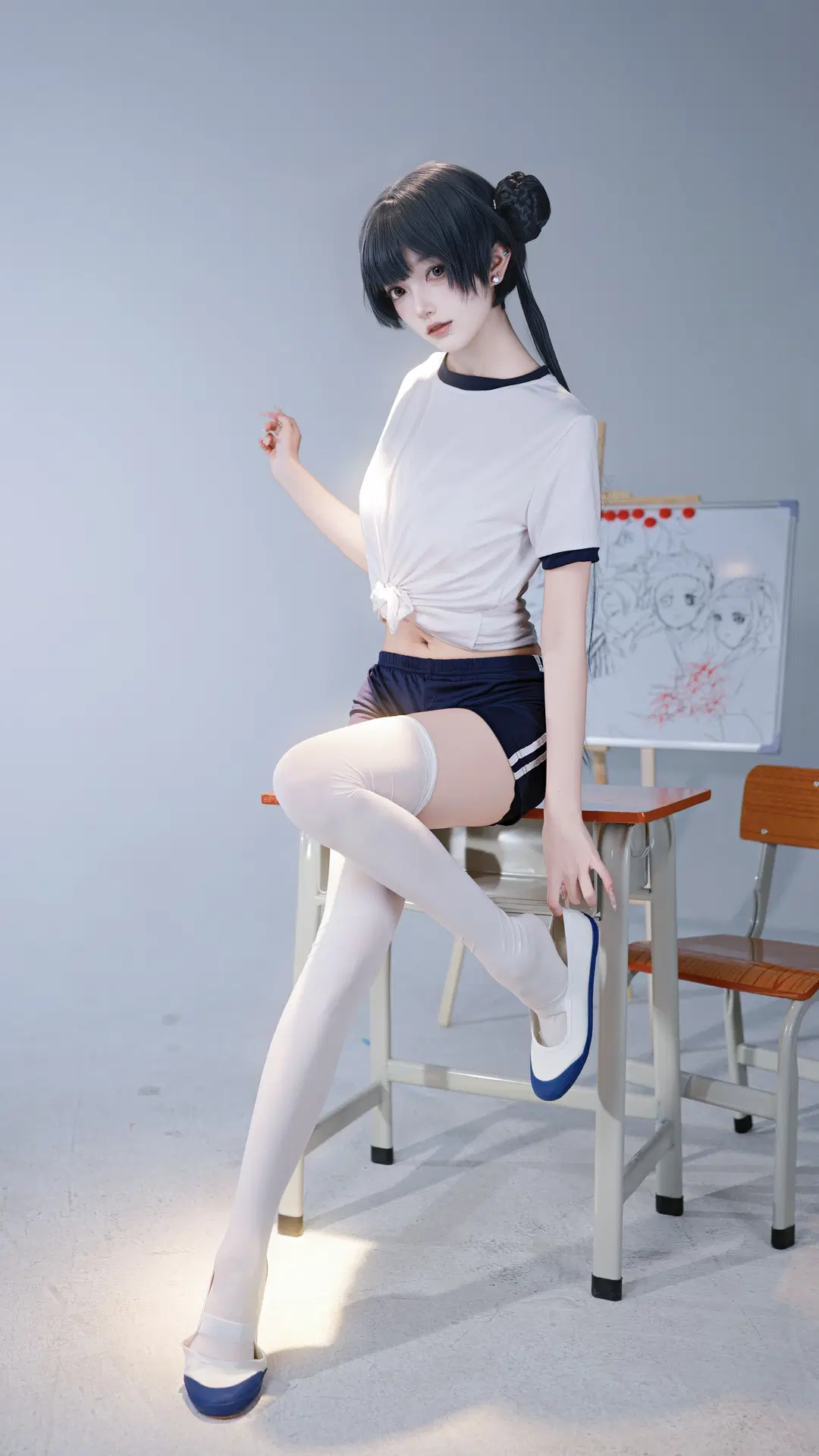 蔚蓝档案, 妃咲cos, 二次元cosplay, 白丝, 体操服