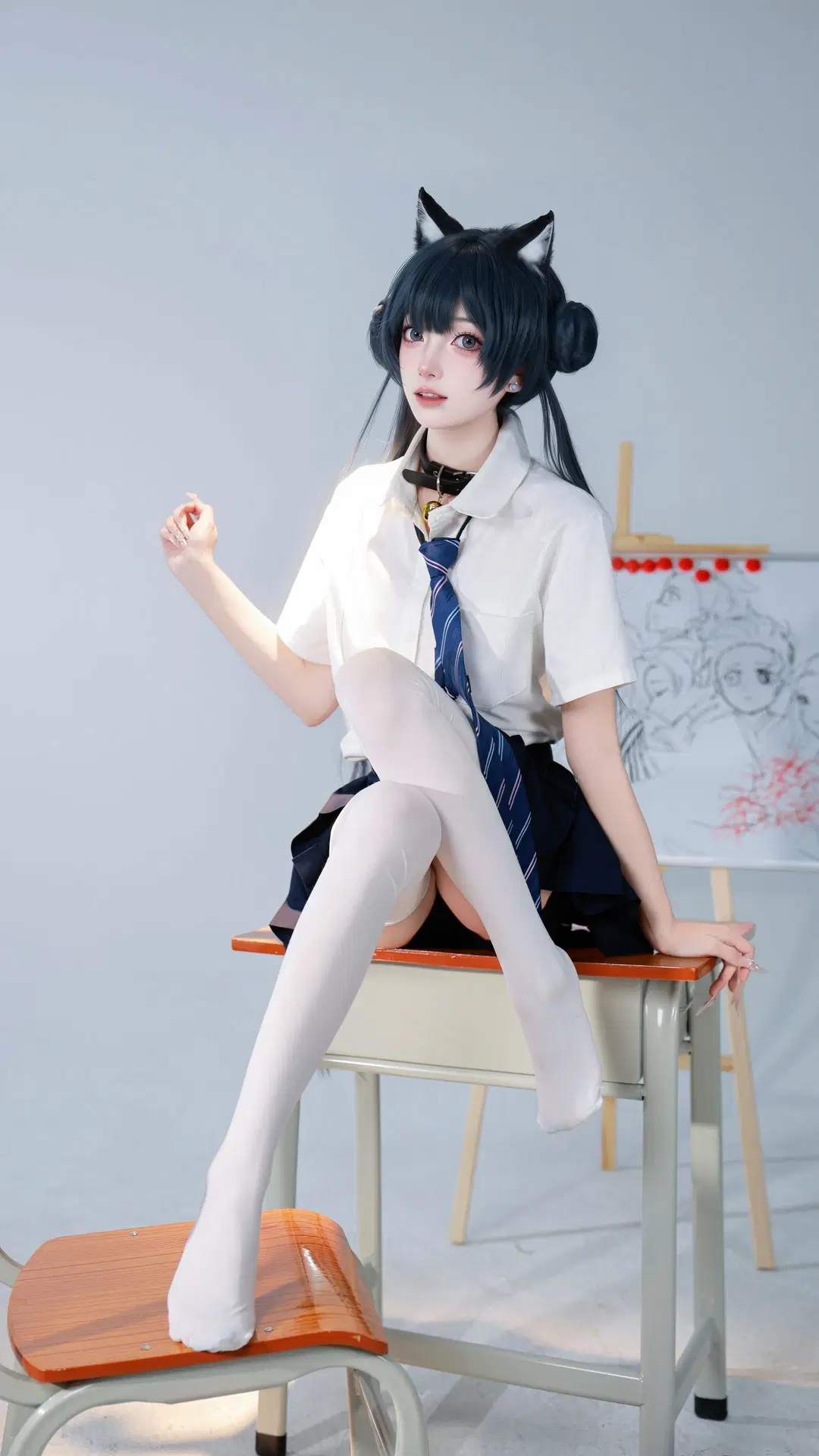 蔚蓝档案, 妃咲cos, 白丝, JK, 水手服