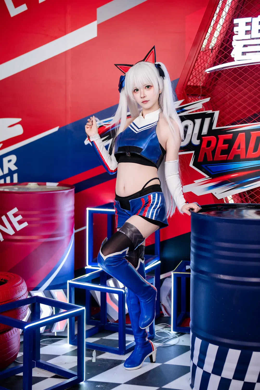 Azur Lane, Haman Karn cosplay, Stockings, Blue Archive Summer Festival, Tsundere kitten