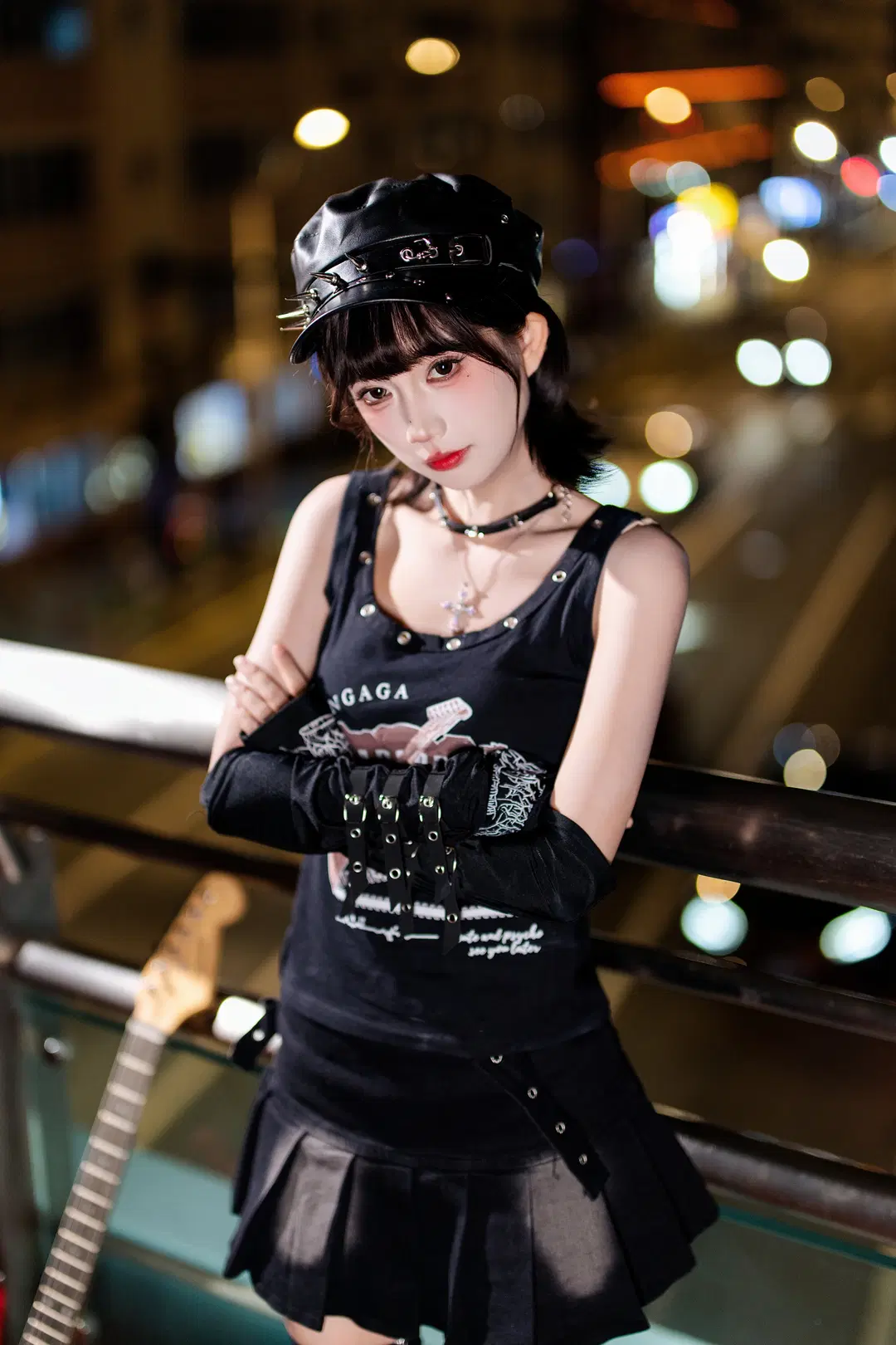 Dark Night Punk Rock Guitarist: Unlocking the Y2K Baddie Street Vibe in a Night Portrait by 随风旋律 - Image 2
