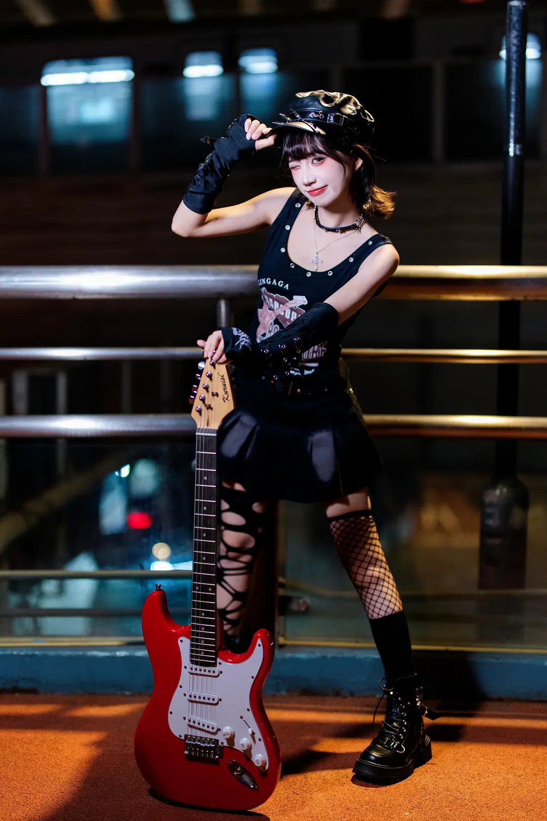 Dark Night Punk Rock Guitarist: Unlocking the Y2K Baddie Street Vibe in a Night Portrait by 随风旋律 - Image 3