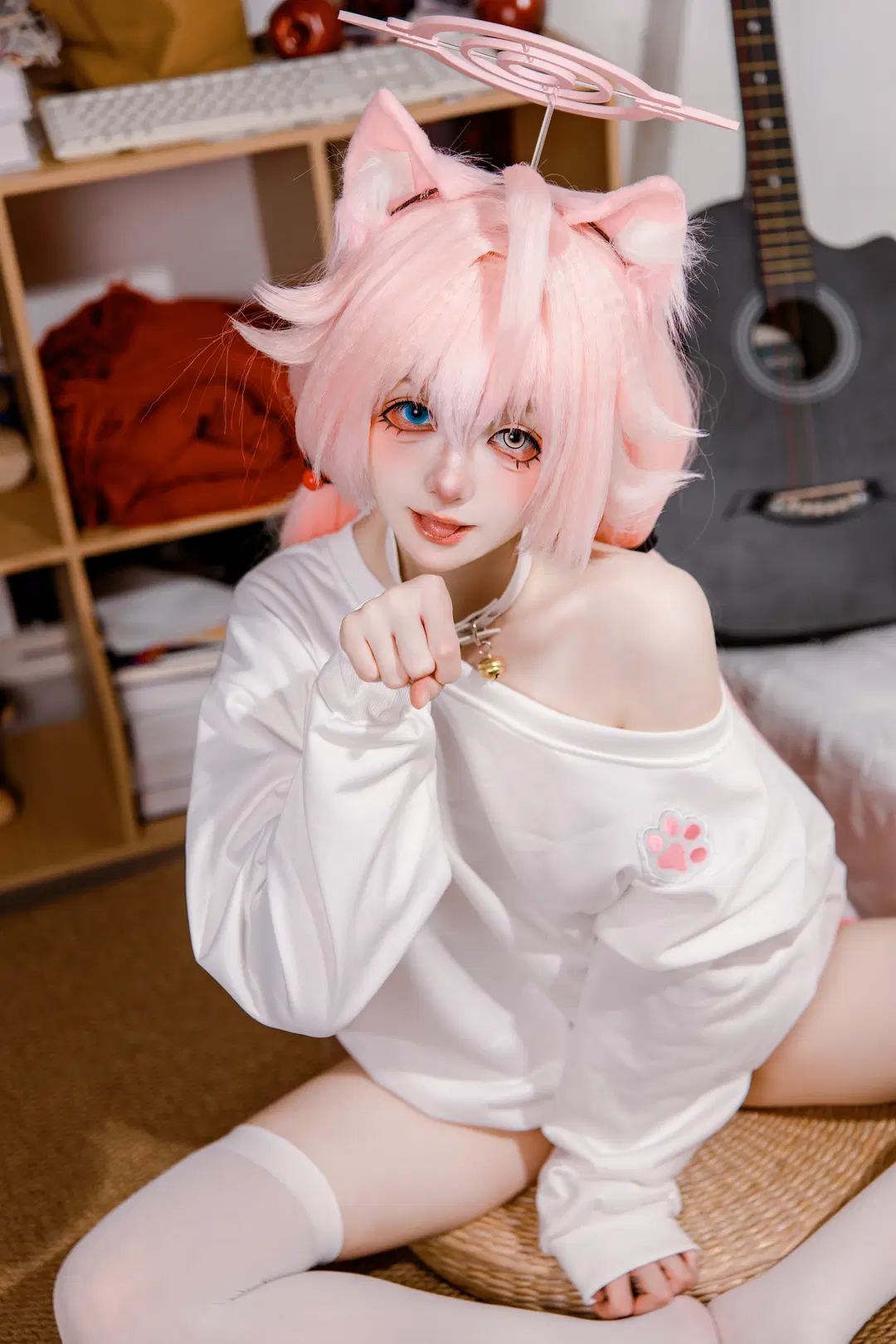 【小鳥遊星野cos】蔚藍檔案的慵懶貓貓，今日份賣萌達成 - 大饼（ijoy场照可约） - 第5張