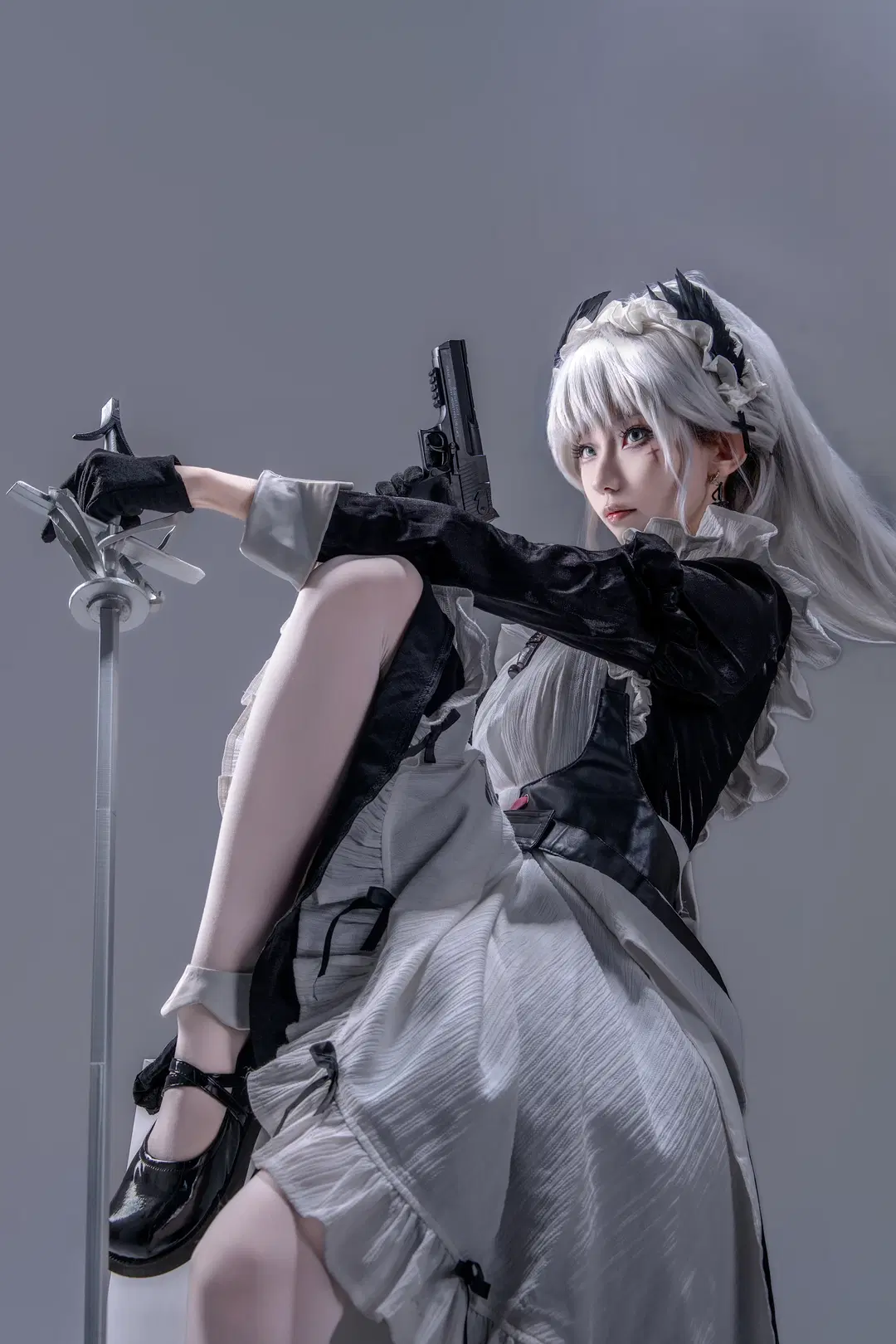 二次元摄影, 明日方舟, 白丝, 艾丽妮cos, 战斗女仆
