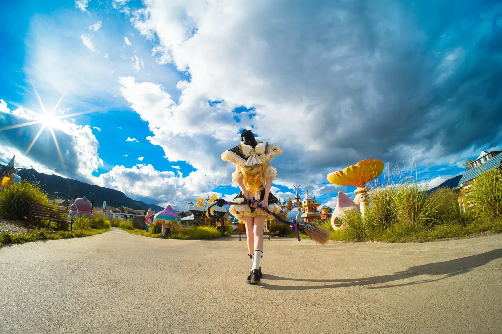 東方project, 魔理沙cos, 魔法使, 絲襪cos, 奇幻外景