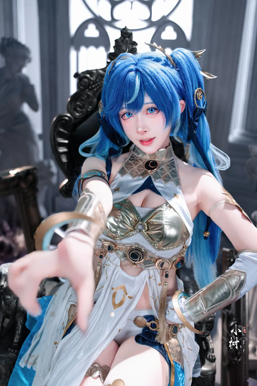 Zenless Zone Zero, Genshin Impact, Photo poses, White stockings, Velina cosplay