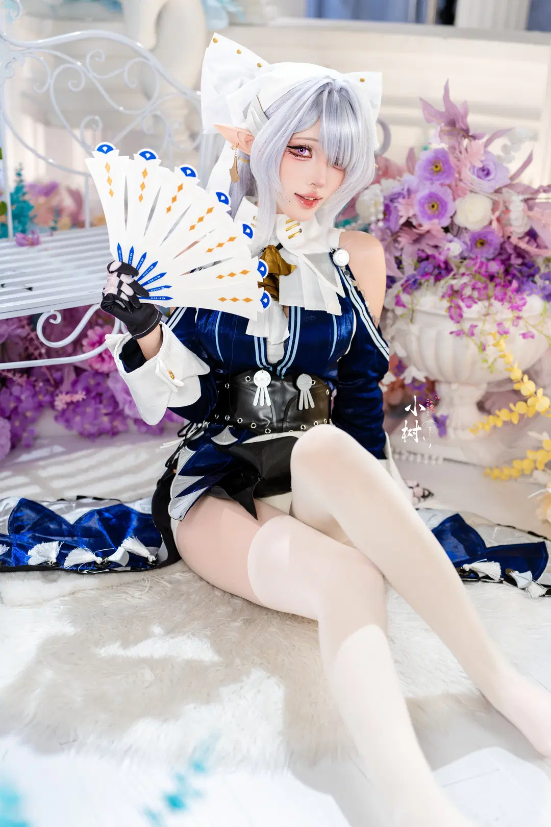 银发精灵耳与深蓝洋装，氛围感棚拍记录 - 小树 - 第5张