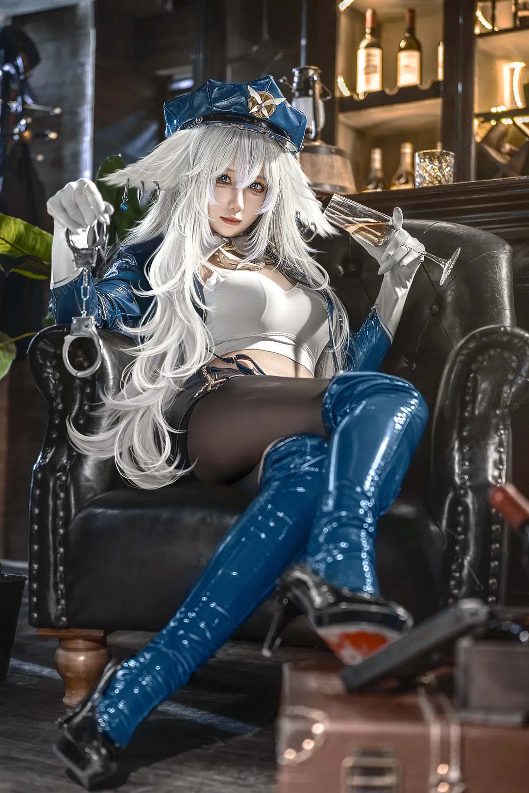 コスプレ, アズールレーン, バーの雰囲気, 黒ストッキング, 信濃 コスプレ