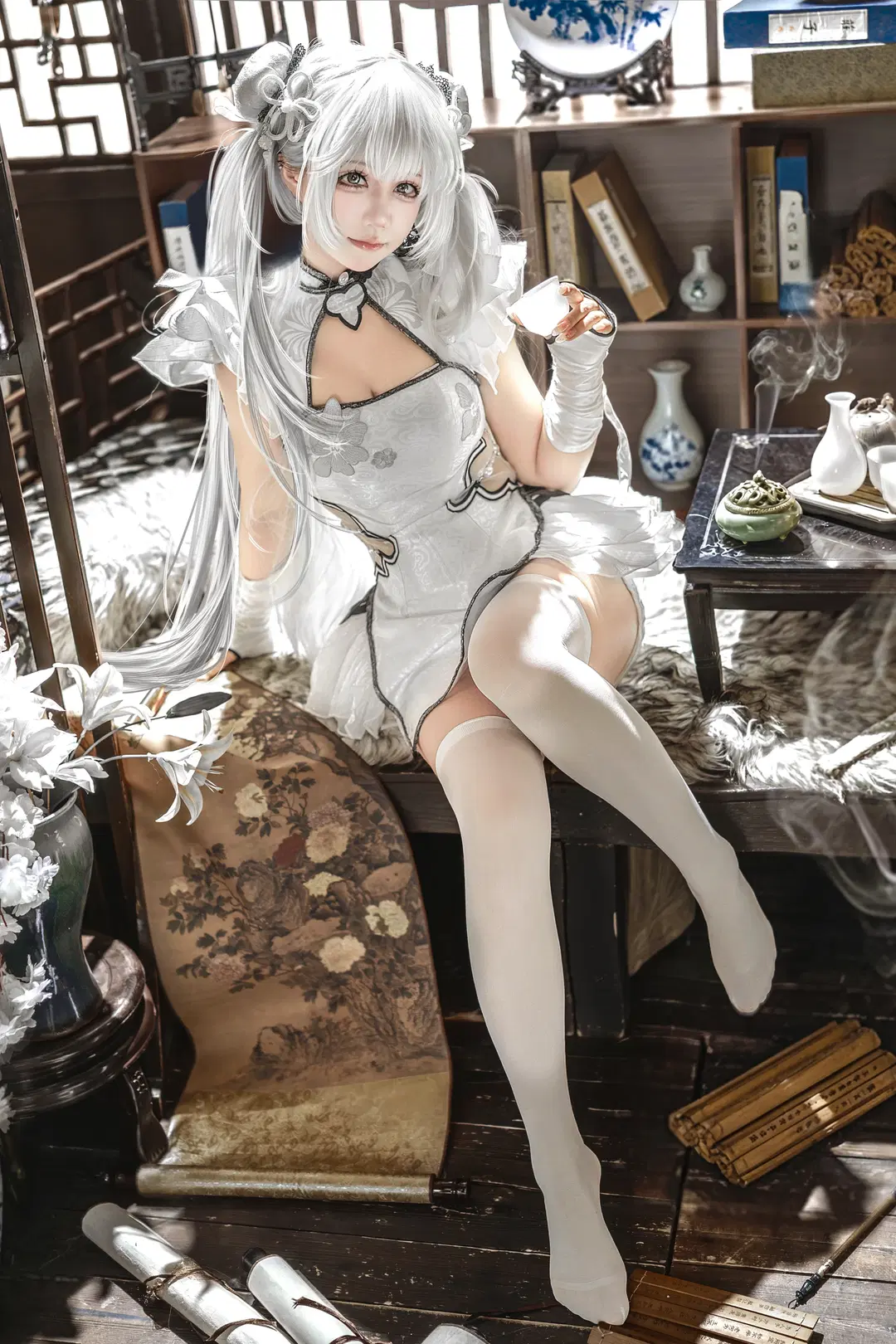 永劫无间, 殷紫萍cos, 玉髓冰心, 古风cosplay, 白丝cos