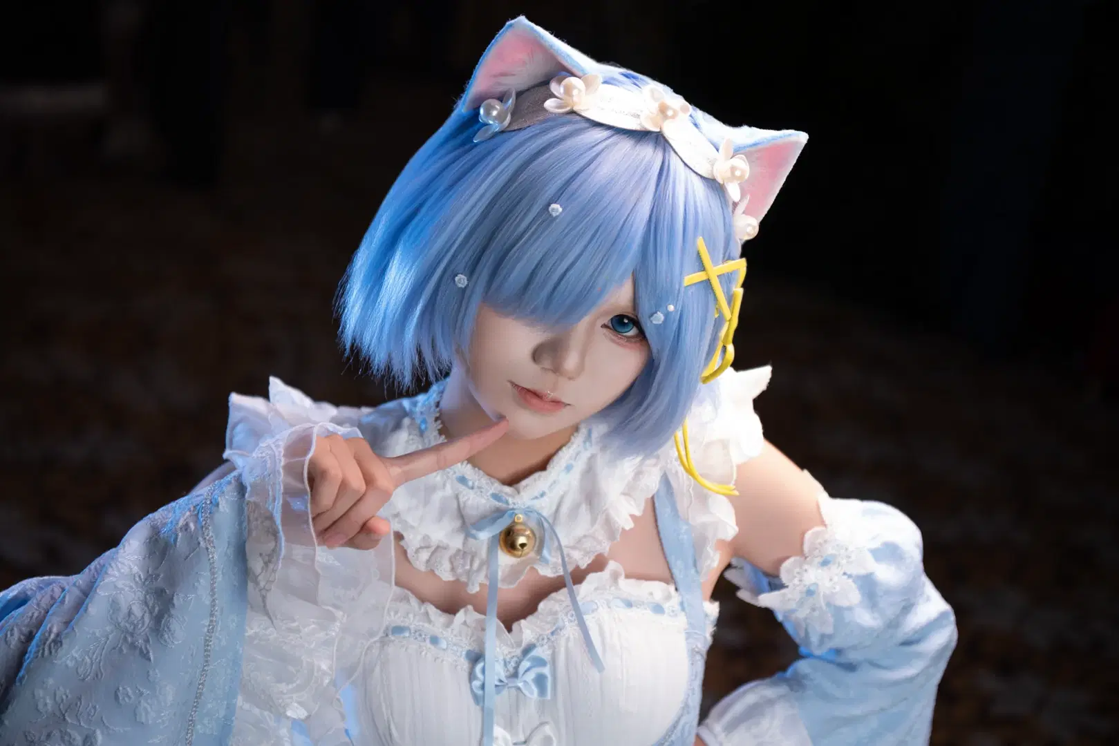 【レム コスプレ】『Re:ゼロから始める異世界生活』猫耳メイドのイベント写真：白ストッキング - 有蓝 - 3枚目