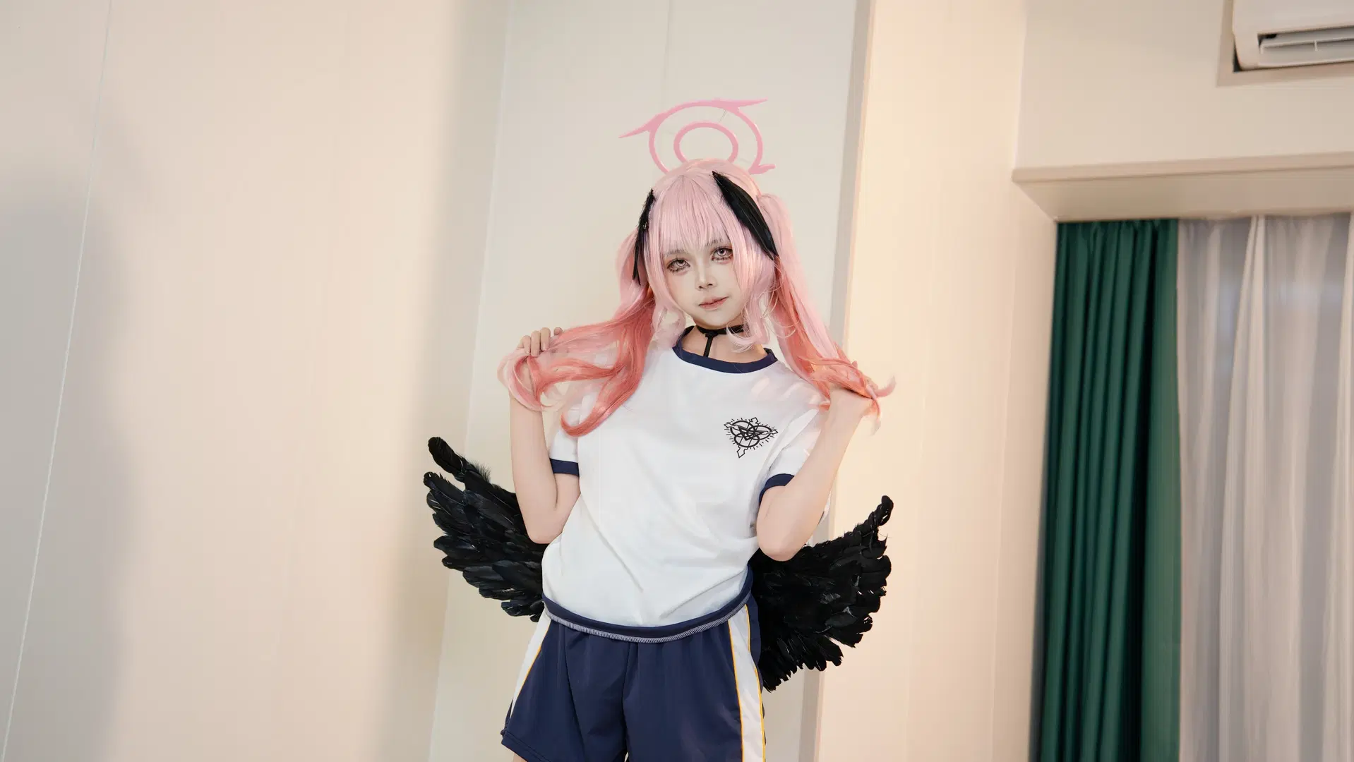 【下江コハル コスプレ】『ブルーアーカイブ』体操服と白ストッキング、黒き翼の旋律 - 小小波罗崽 - 6枚目