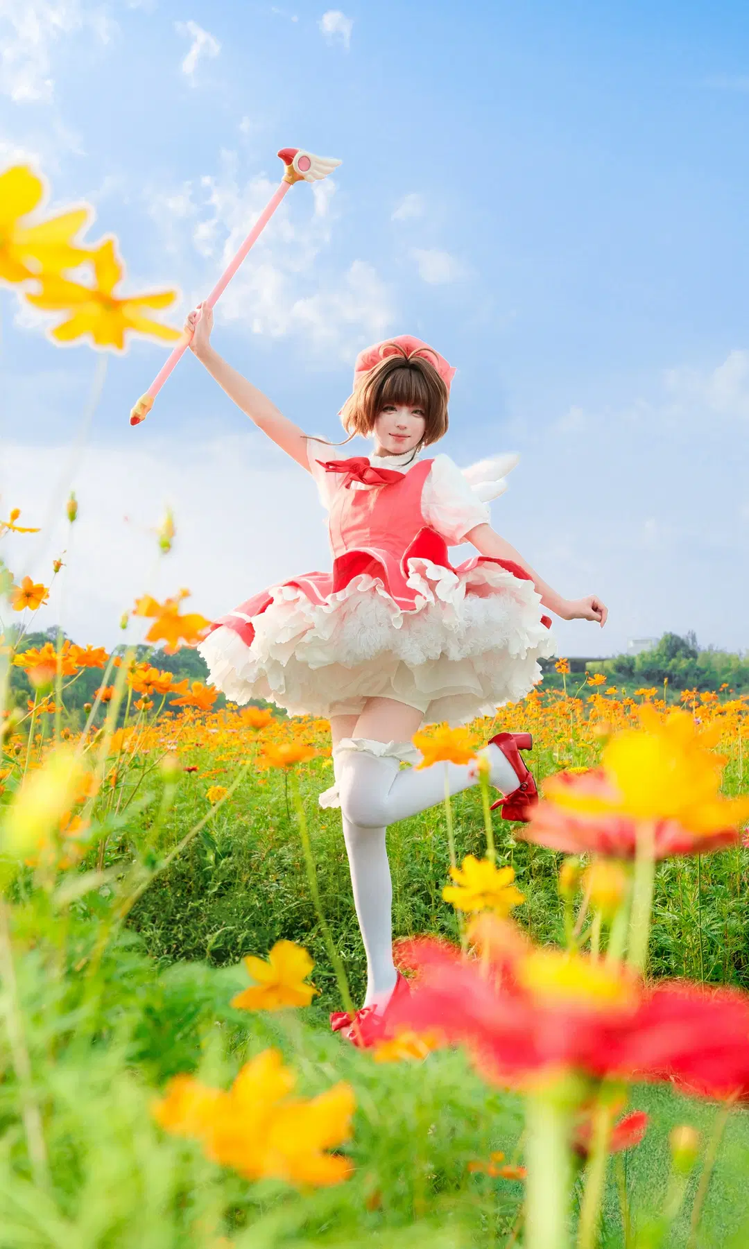魔法少女, 木之本樱cos, 魔卡少女樱, 白丝, 兴隆湖拍照